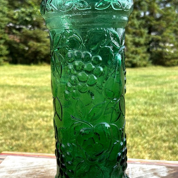 🎉HP🎉Vintage MCM  EMPOLI GLASS Decanter Bottle Fruit Pattern Italy ~ No Stopper - Picture 6 of 14